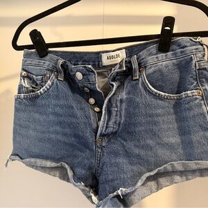 Agolde Blue Jean Shorts Distressed High-Waisted